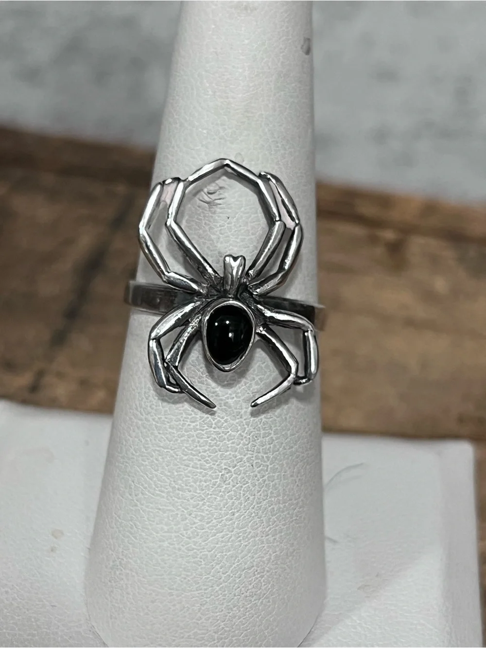 Vintage Sterling Silver Onyx Black Widow Spider Ring